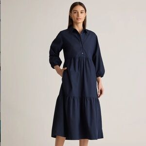 100% Organic Cotton Poplin Midi Tunic Dress - Large
